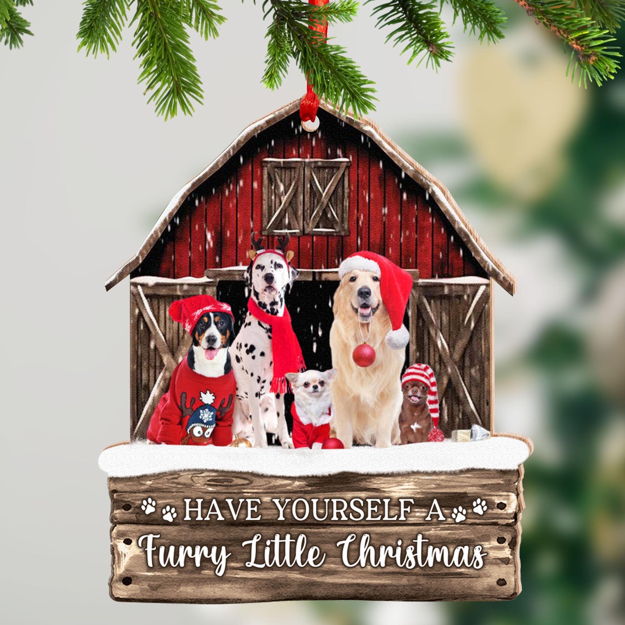 Pet House Christmas Custom Photo - Gift For Pet Lover - Personalized Custom Shaped Wooden Ornament