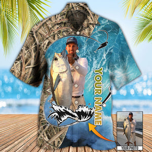 Custom Photo Fishing Blue Water Cool - Personalized Hawaiian Shirt