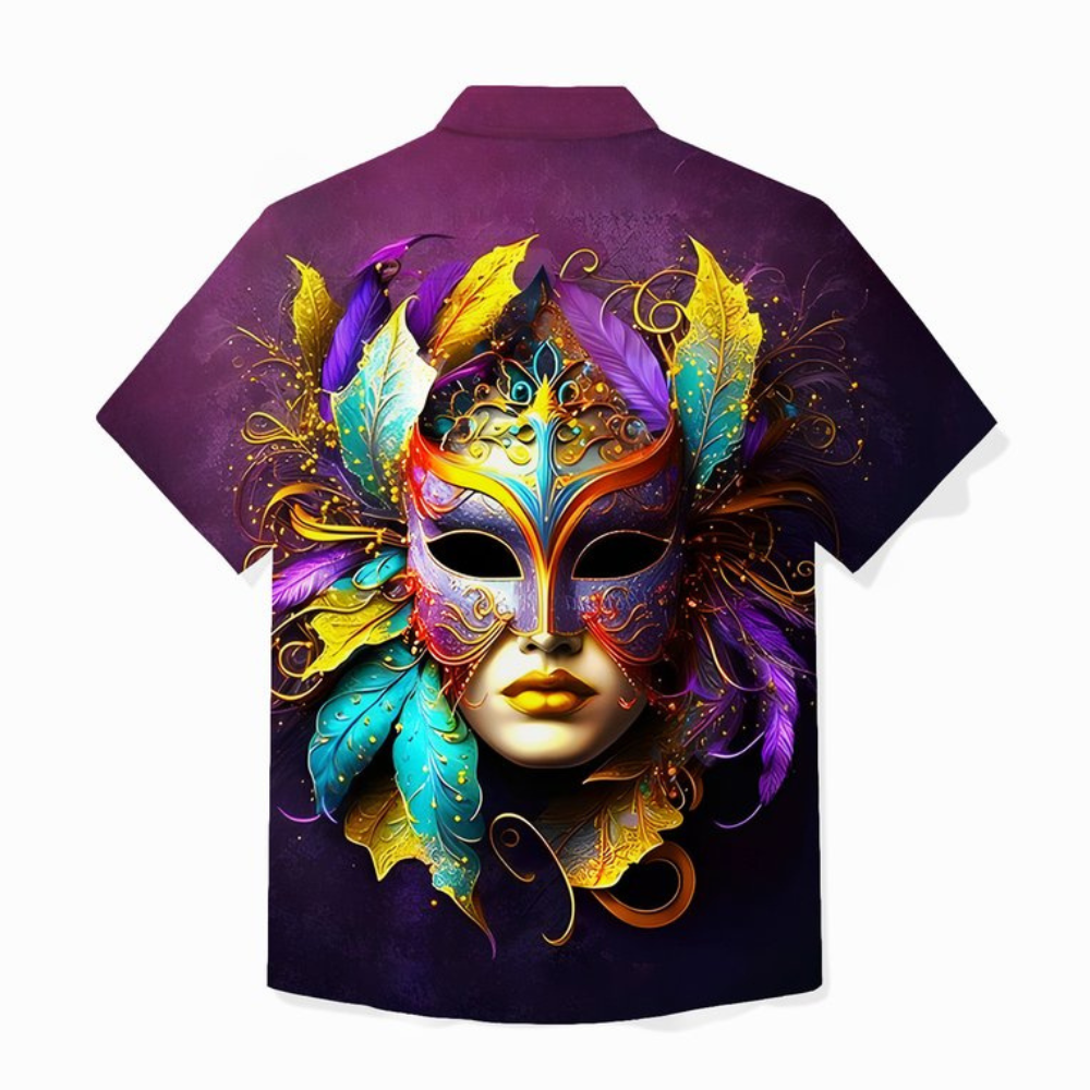 Mardi Gras Holiday Purple Mask - Gift For Family, Friends - Hawaiian Shirt