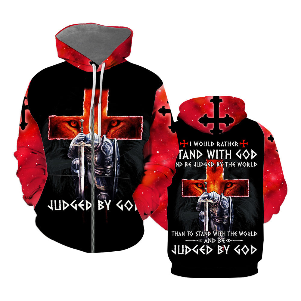 Judged By God Stand With Jesus Red - Hoodie 