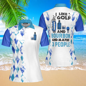 I Like Golf And Bourbon Blue Golf Polo Shirt For Women