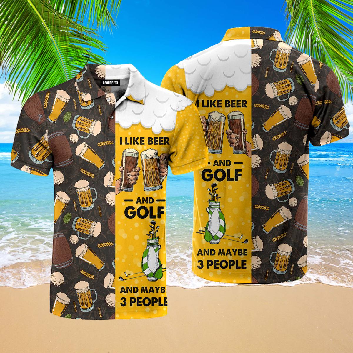 I Like Beer And Golf Retro Vintage Polo Shirt For Men