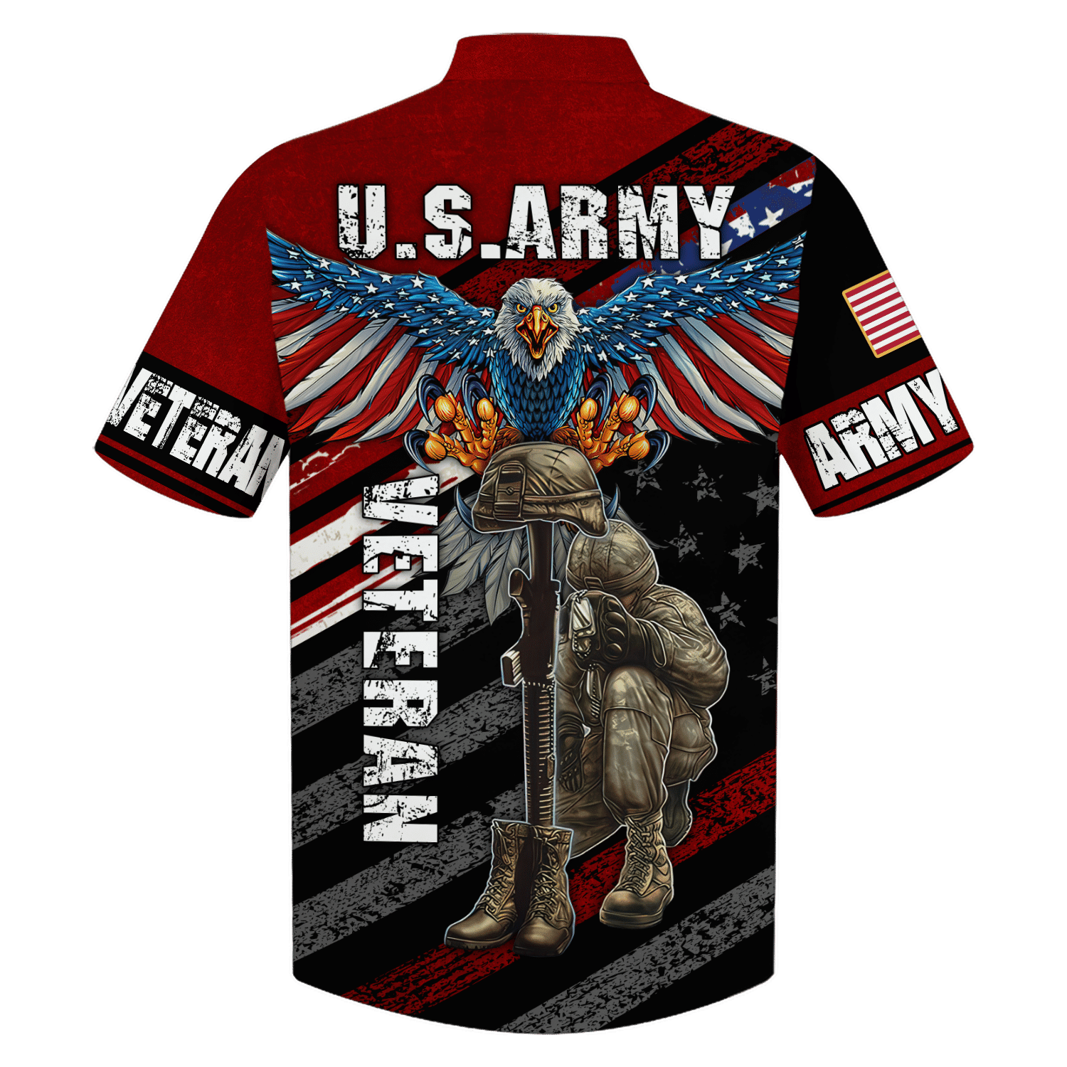 Wingspan Eagle Us Army Veteran  Red - Hawaiian Shirt