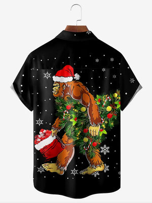 Christmas Bigfoot Is Holding The Pine Tree - Hawaiian Shirt