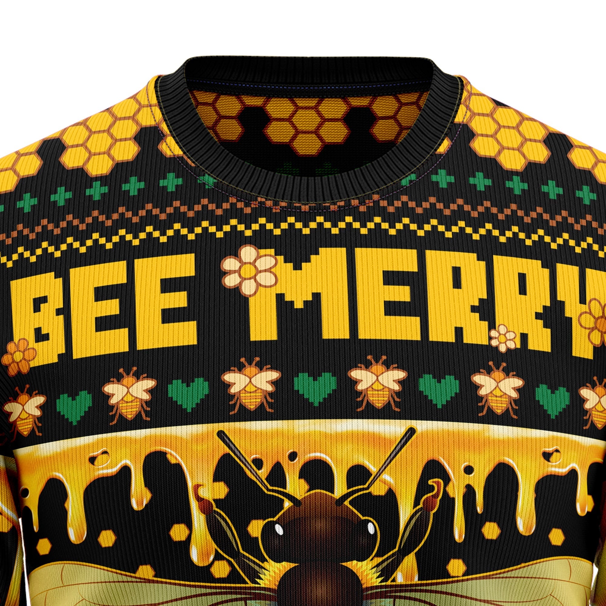 Bee Merry LIght Yellow Ugly Christmas Sweater