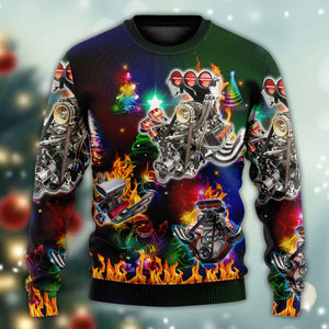 Hot Rod Tree Fire Ugly Christmas Sweaters