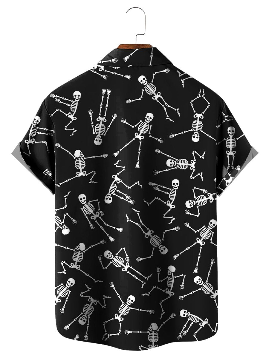 Yoga Skeleton Print Black - Hawaiian Shirt