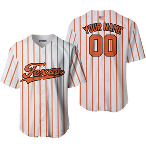 Personalized Texas American Flag Orange Black Baseball Tee Jersey