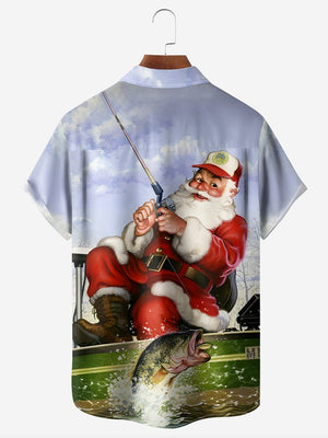 Christmas Santa Is Going Fishing - Hawaiian Shirt