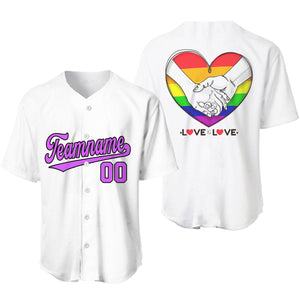 Personalized Pride LGBT Love Is Love Purple Black Baseball Tee Jersey