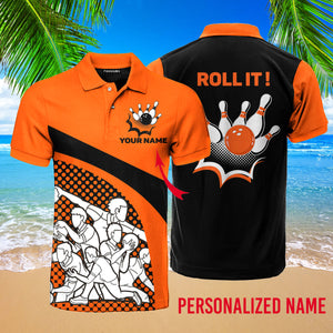 Custom Name Roll It Bowling - Personalized Men Polo Shirt