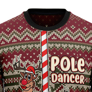 Funny Pole Dancer Reindeer Ugly Sweater