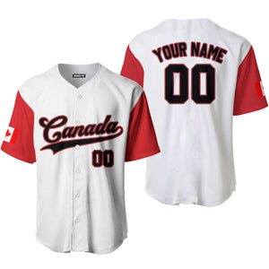 Personalized Canada Flag White Black Pink Baseball Tee Jersey