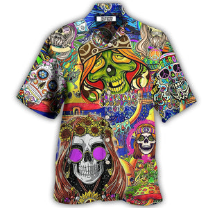 Hippie Skull Rock And Roll - Hawaiian Shirt