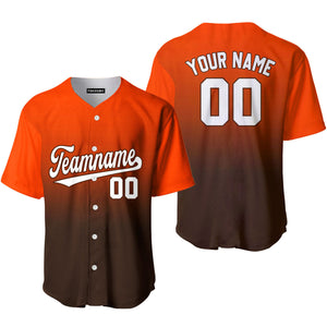 Personalized White Brown Orange Fade Fashion Baseball Tee Jersey