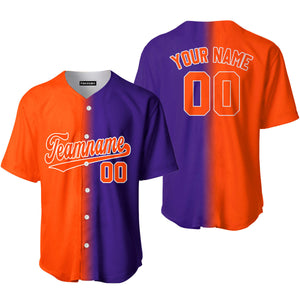 Personalized Purple White Orange Fade Fashion Baseball Tee Jersey