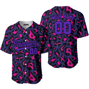 Personalized Pinky Leopard Pattern Pink White Baseball Tee Jersey