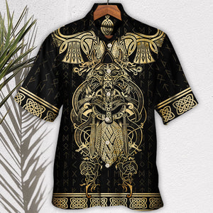 Viking Warrior The Raven Yellow Of Odin - Hawaiian Shirt