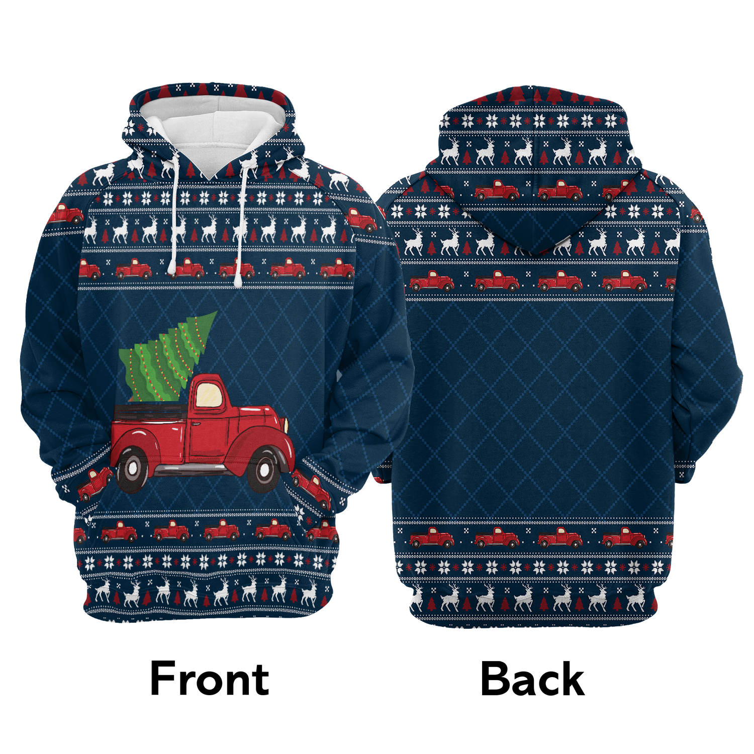 Vintage Red Truck Christmas Tree - Hoodie