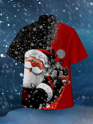 Christmas Big Size Santa With Gifts On A Swowy Day - Hawaiian Shirt