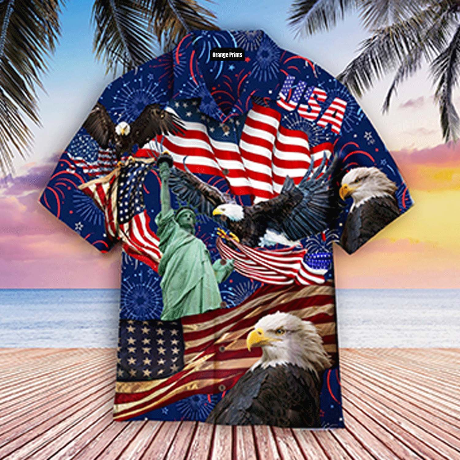 Happy 4th Of July Independence Day God Bless Eagle Hawaiian Shirt