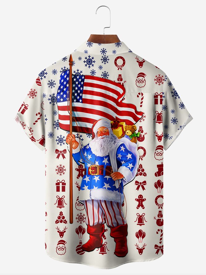 Christmas American Flag Santa - For Men And Women - Hawaiian Shirt