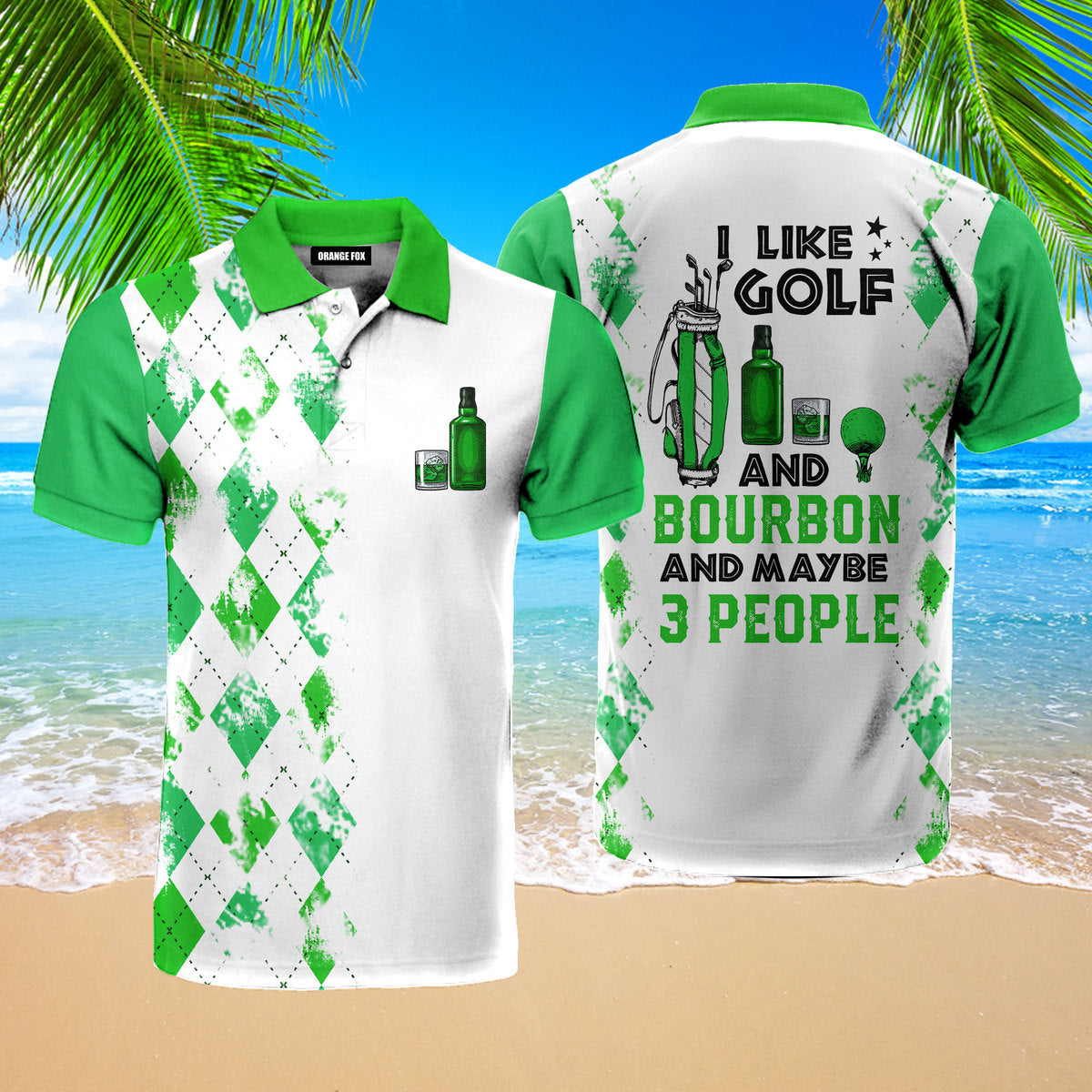 I Like Golf And Bourbon Green Golf Polo Shirt For Men