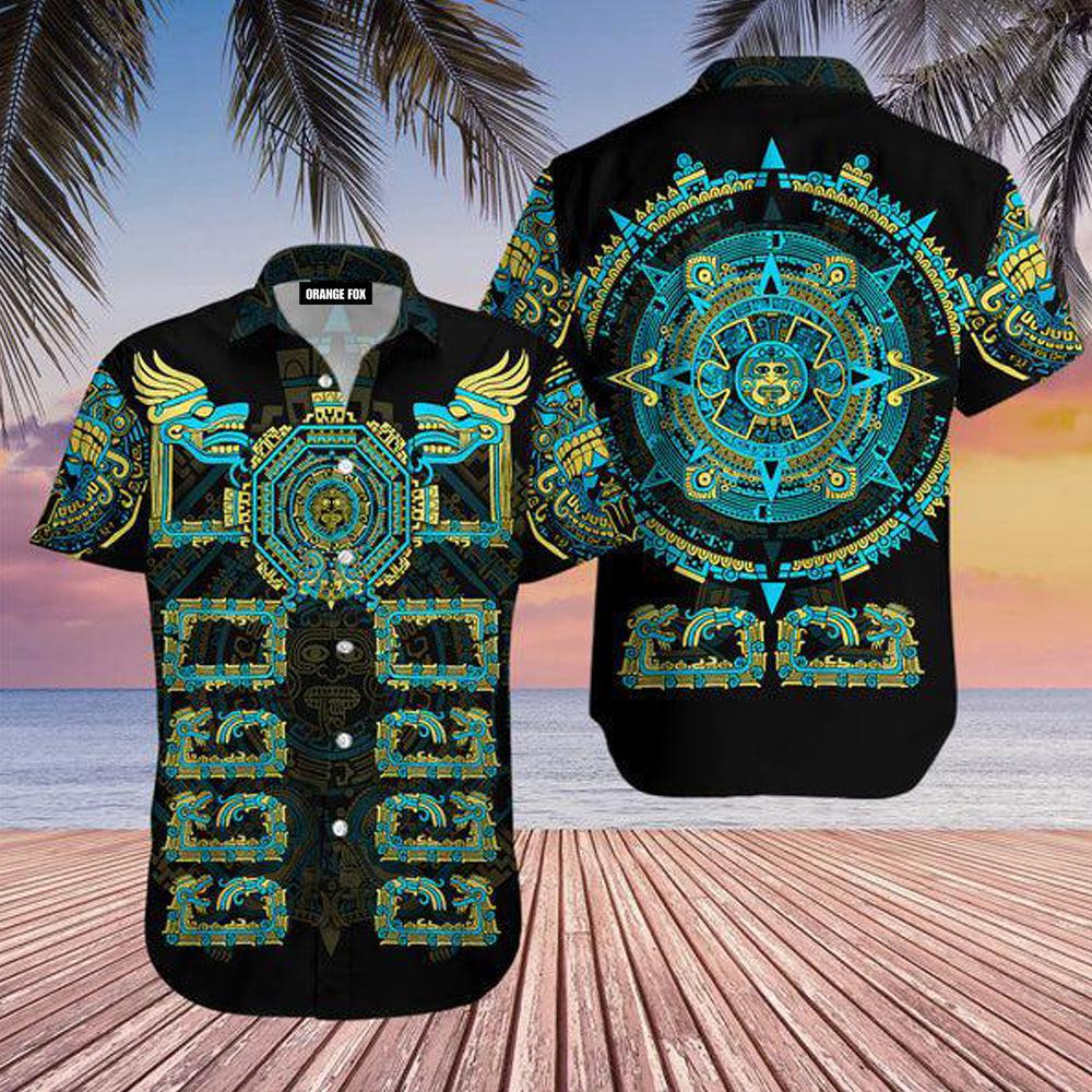 Aztec Mexico Quetzalcoatl Black Hawaiian Shirt For Men & Women