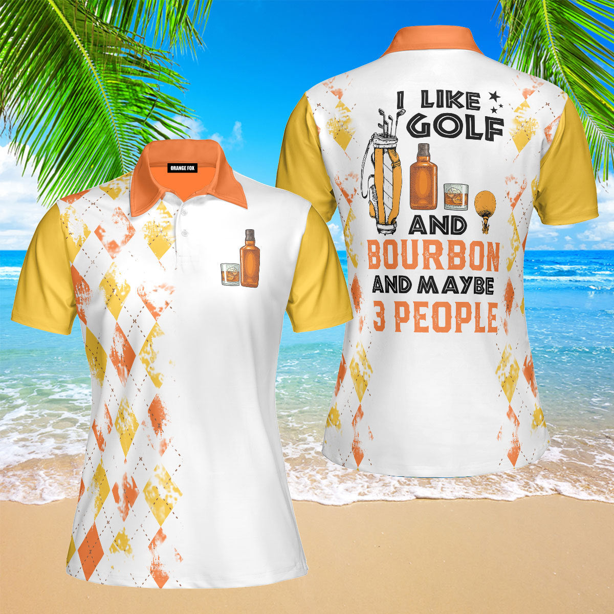 I Like Golf And Bourbon Yellow Orange Golf Polo Shirt