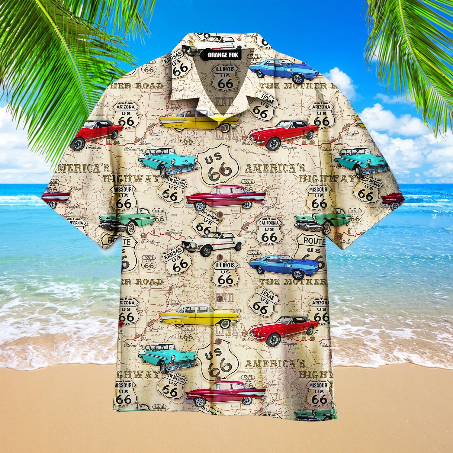 Amazing Vintage Retro Muscle Car On Route 66 Hawaiian Shirt