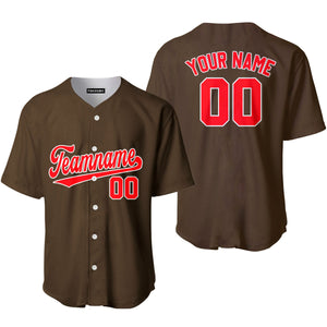 Personalized Brown Red White Baseball Tee Jersey