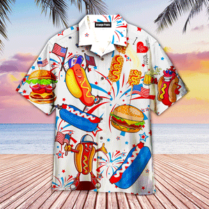 Funny American Hot Dog 4th Of July Independence Day Patriotic Hawaiian Shirt