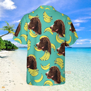 Custom Photo Banana Pattern Mint - Gift For Puppy Lovers - Personalized Hawaiian Shirt