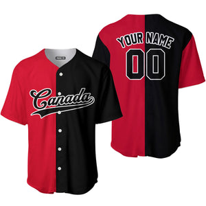 Personalized Canada Red Black White Baseball Tee Jersey