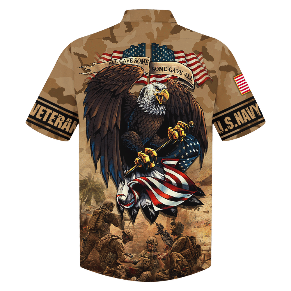 Navy Gave All Golden Brown Eagles And Soldiers - Hawaiian Shirt