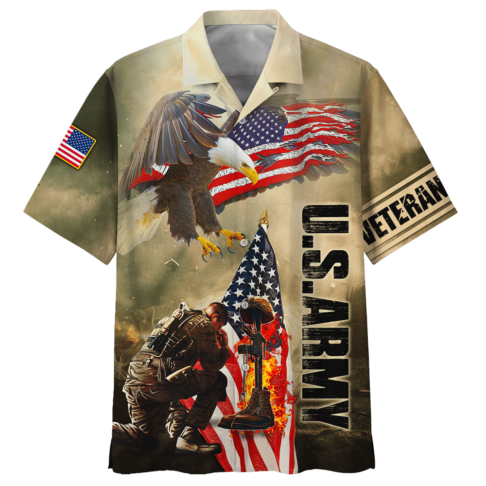 Us Amry Soldier, Gun And Eagle - Hawaiian Shirt