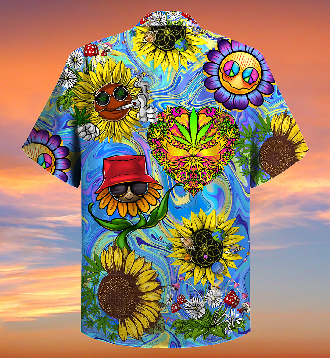 Sunflowers Stay Trippy Little Hippie - Hawaiian Shirt