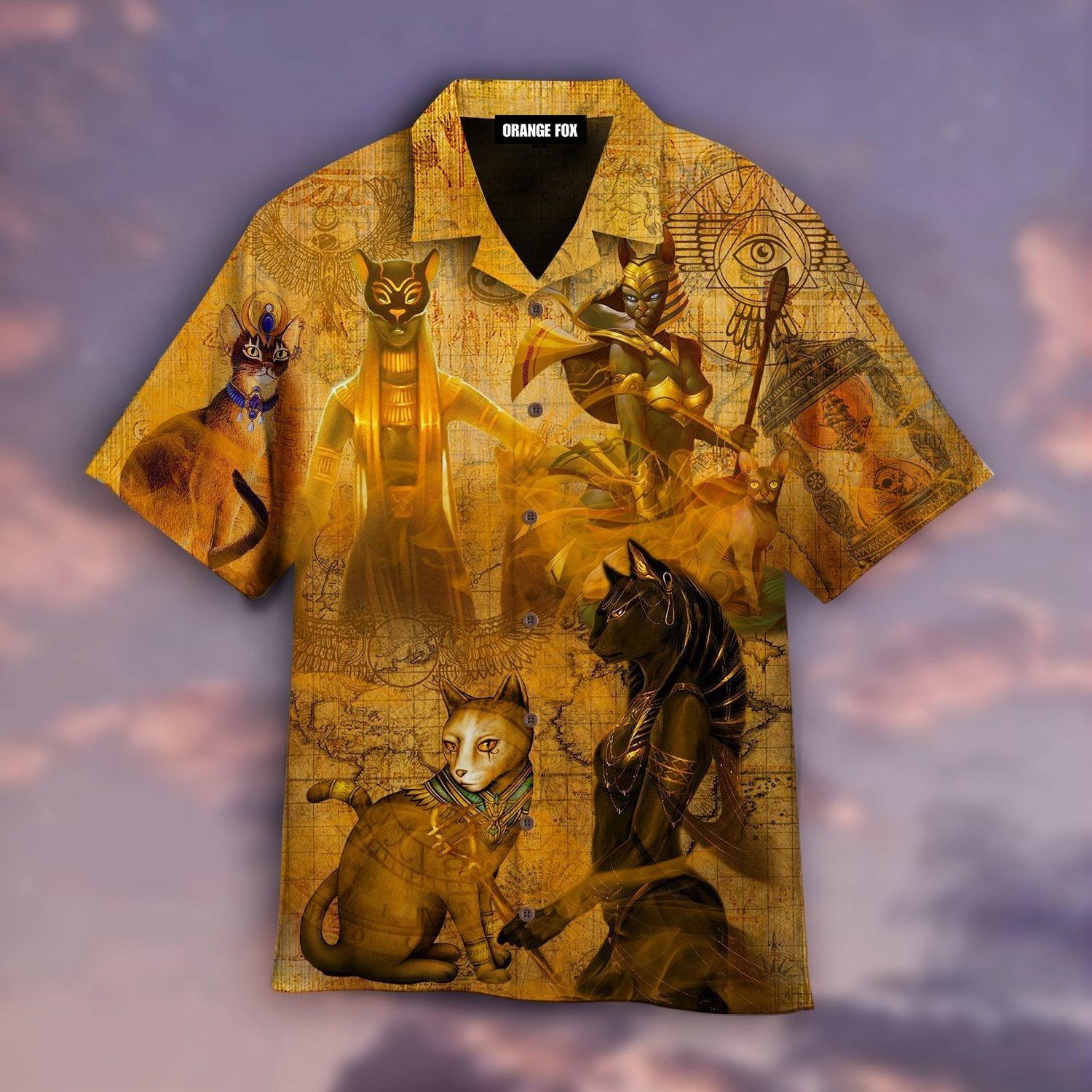 I Love The Myths Of Ancient Egyptian Cat Yellow Hawaiian Shirt