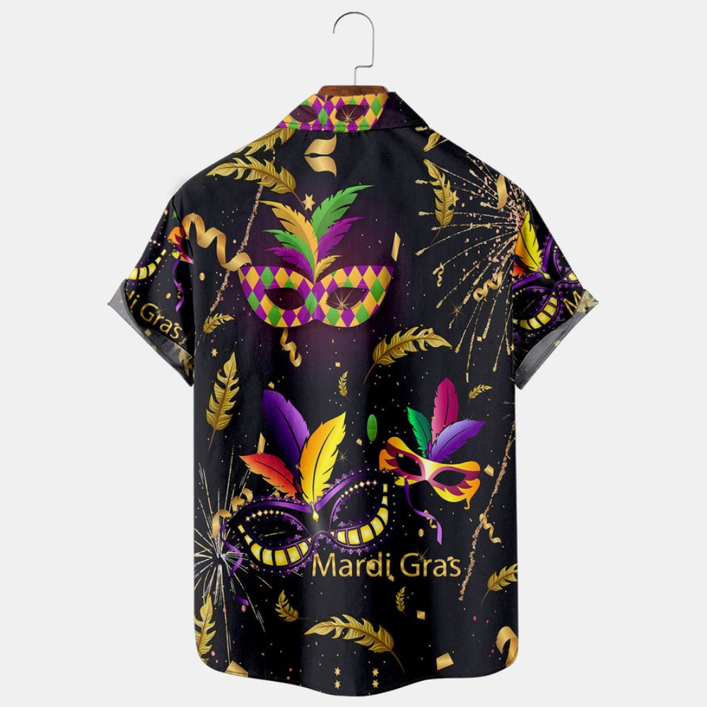 Mardi Gras Mask Fireworks - Gift For Family, Friends - Hawaiian Shirt