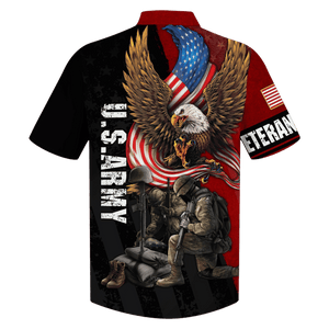 Wingspan Eagle And 2 Soldiers Us Army Veteran - Hawaiian Shirt