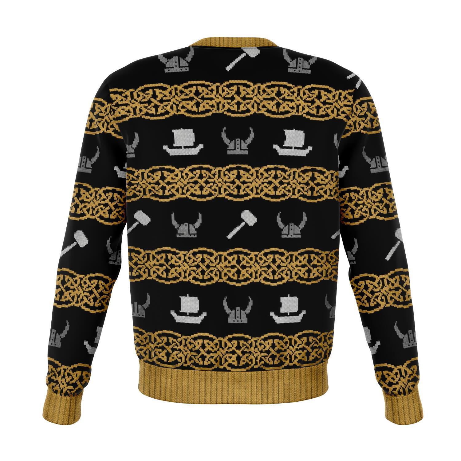 Viking Valhalla Christmas Yellow Black Ugly Sweater