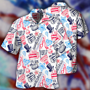 America Independence Day Art Style -  Hawaiian Shirt