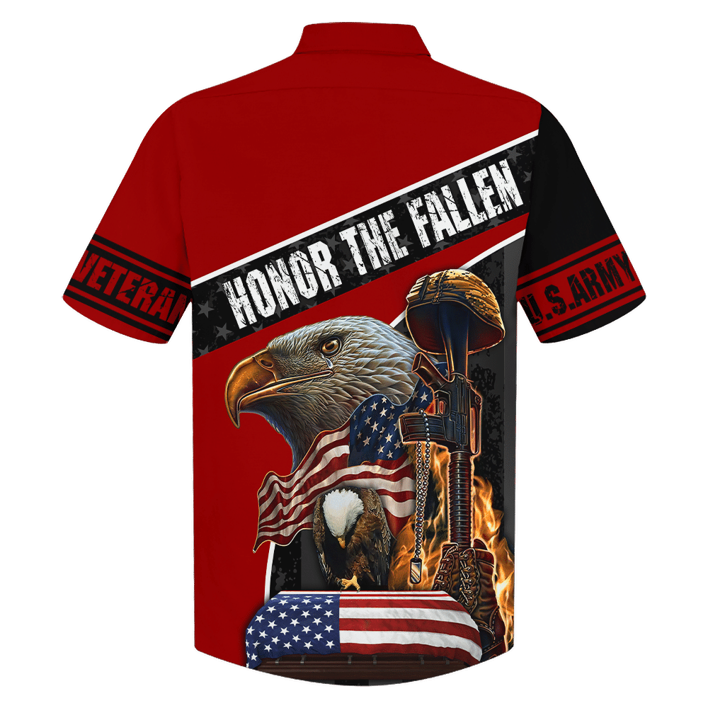 Army Eagle Honor The Fallen Red - Hawaiian Shirt