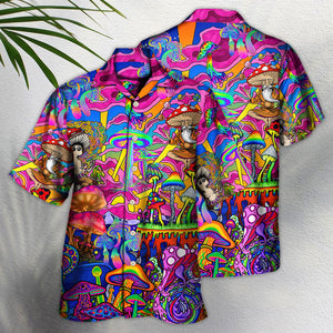 Hippie Magic Trippy Mushroom Awesome - Hawaiian Shirt