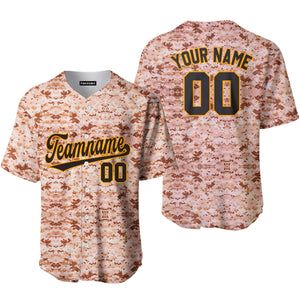 Personalized US Navy Camo Style Black Gold Baseball Tee Jersey