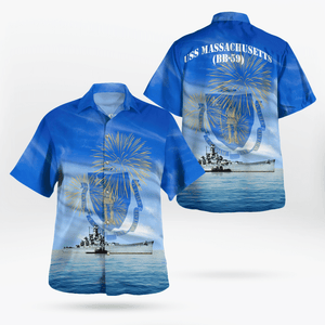 Us Navy Uss Massachusetts (Bb-59) 4Th Of July - Hawaiian Shirt