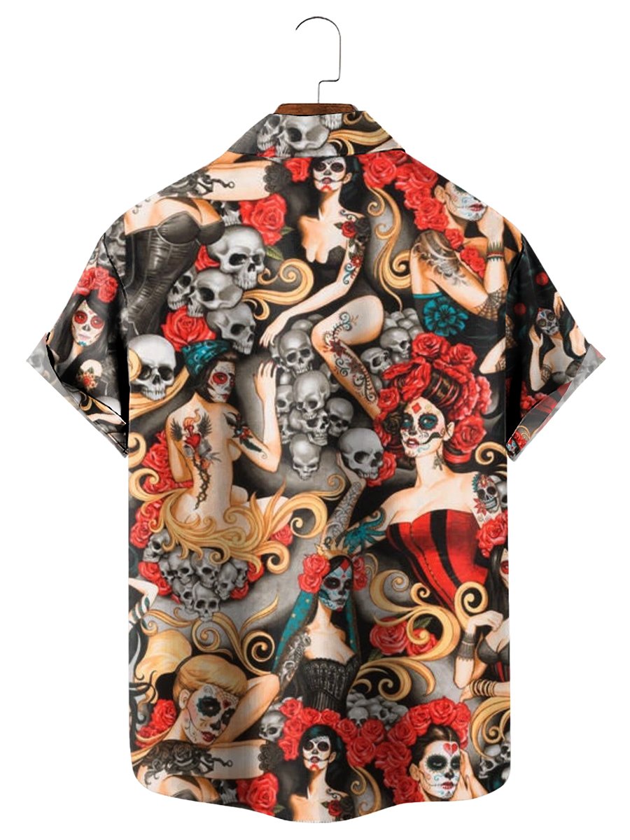 Vintage Skull Beauty Girl - Hawaiian Shirt