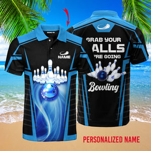 Custom Name Grab Your Balls We Are Going Bowling - Personalized Men Polo Shirt