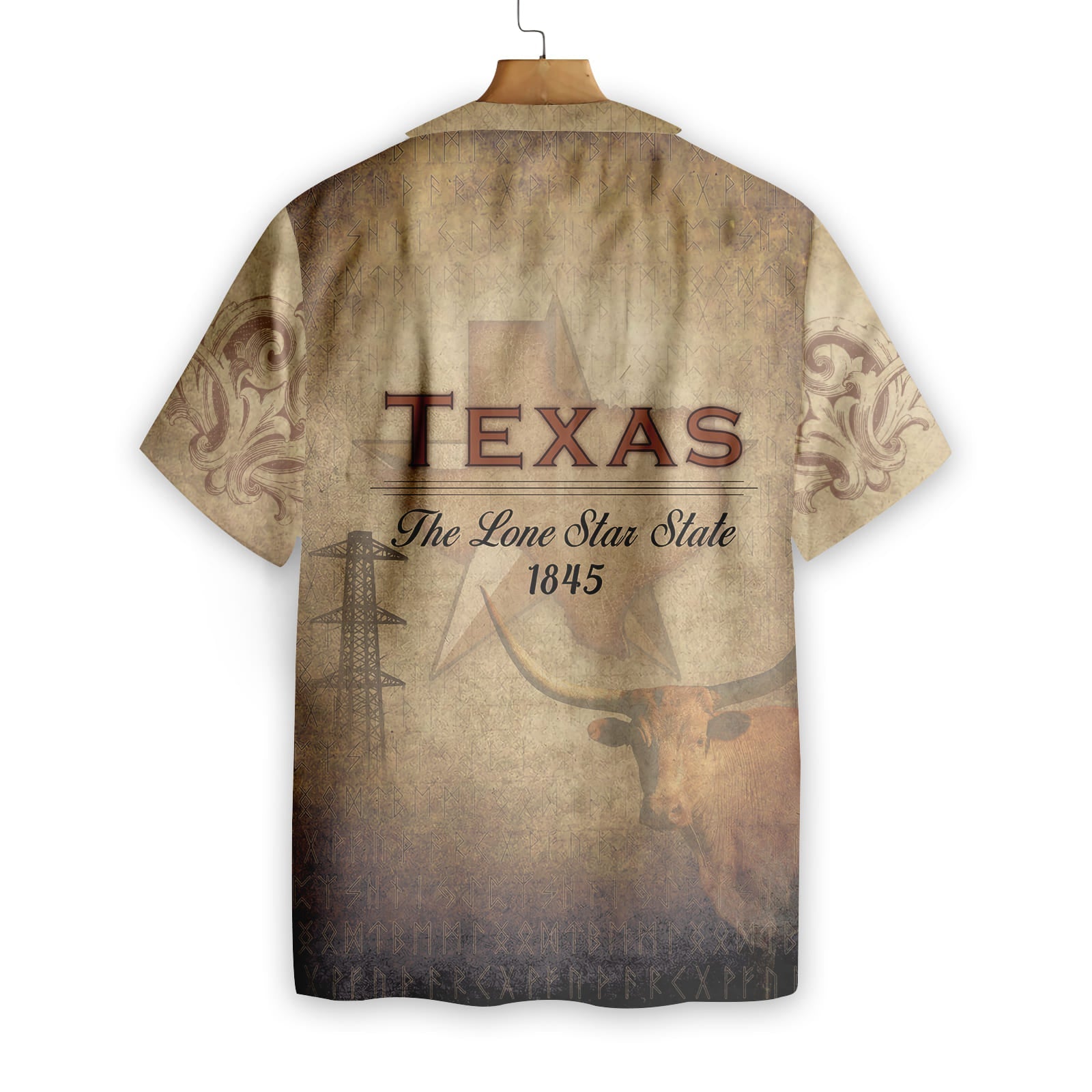 1845 The Lone Star State Vintage Texas Longhorn Hawaiian Shirt For Men