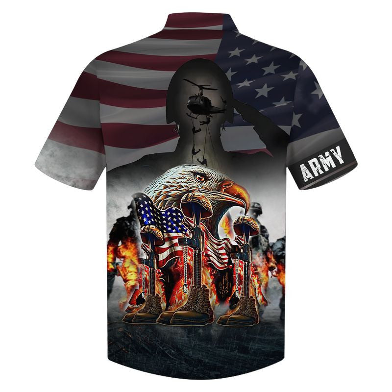 Army Us War Eagle And Veteran - Hawaiian Shirt